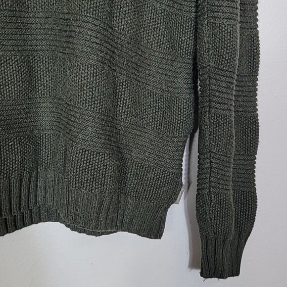Vintage Woolrich Mens Chunky Knit Sweater Size L Olive Green Shawl Collar Wool - Picture 6 of 14